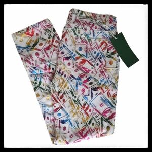Metallic Money Print White Jeans Size 28WP